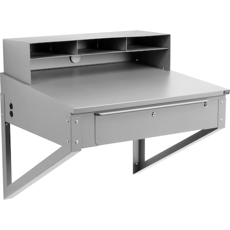 Global Industrial Wall Mount Shop Desk, 34W x 30D - Gray 634177GY